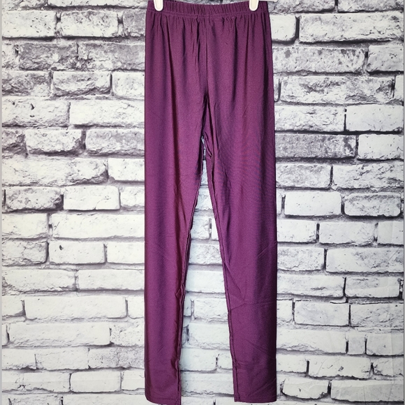 Shiny Wet Look Purple Leggings - S - Picture 2 of 5